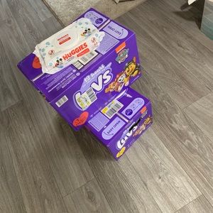 Luv diapers with Huggies wipes